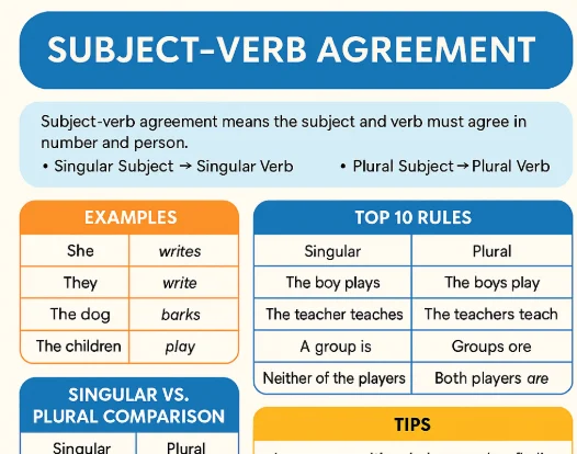 You are currently viewing Subject-Verb Agreement: Rules, Examples, Tips & Practice Test